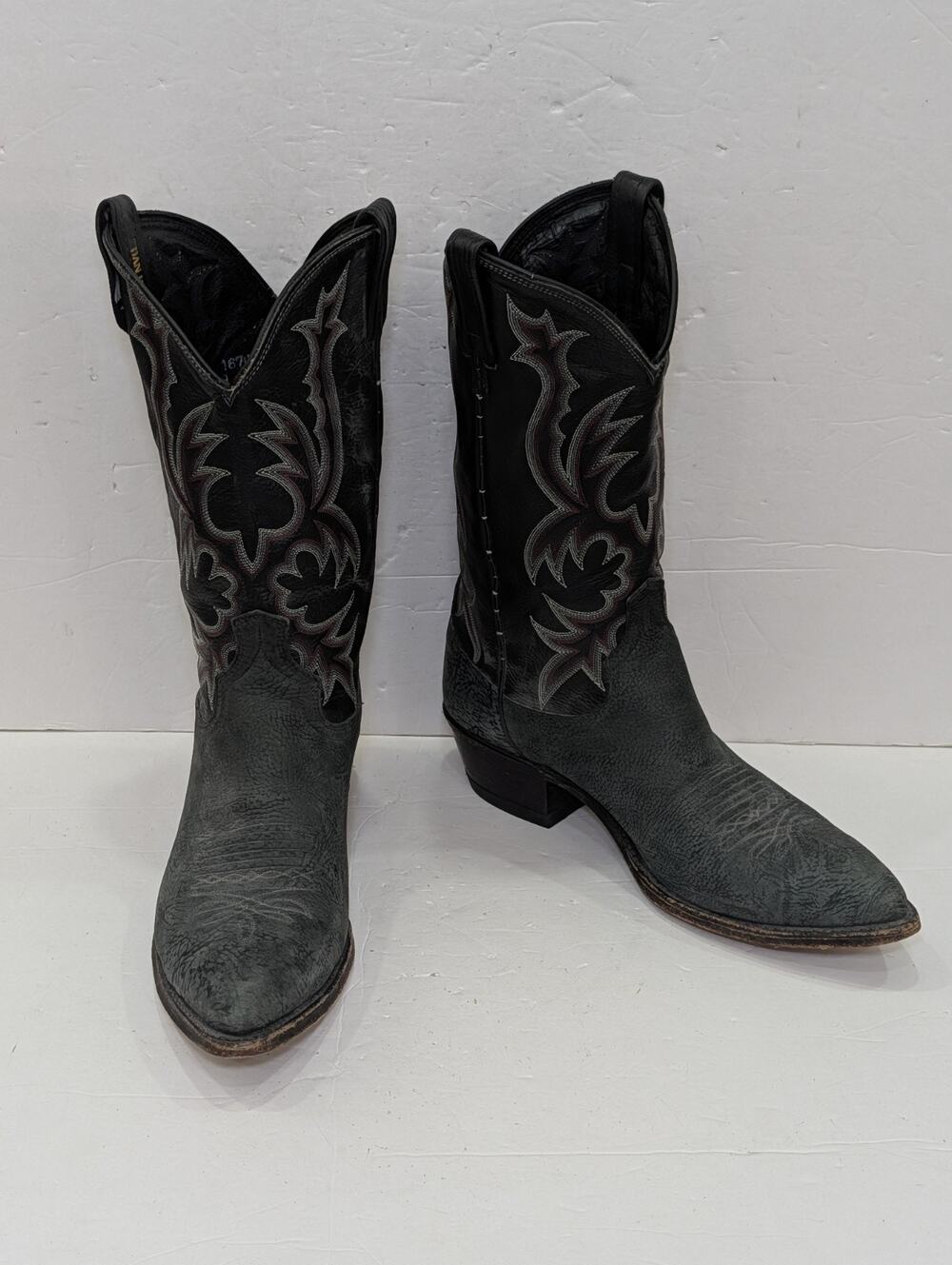 Dan Post Mens Charcoal Gray Western Cowboy Leather Mid-calf Boots Size 10.5D